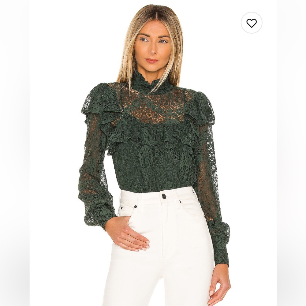 Tularosa XS green lace longsleeve blouse